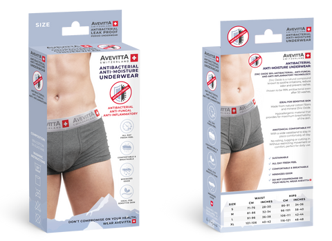 AVEVITTA ANTI-MOISTURE ANTI-BACTERIAL MEN’S UNDERWEAR- GREY COLOR