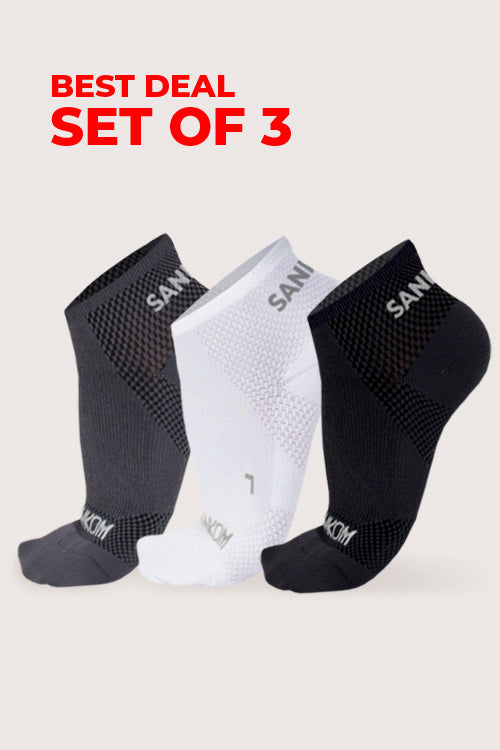 SANKOM ACTIVE COMPRESSION LIGHT ANKLE SOCKS – SET OF 3