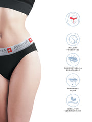 AVEVITTA PERIOD LEAK PROOF ANTI-BACTERIAL WOMEN’S UNDERWEAR -BLACK COLOR