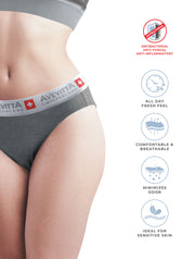 AVEVITTA BREATHABLE ANTIBACTERIAL WOMEN’S UNDERWEAR -GREY COLOR