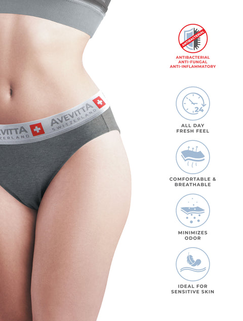 AVEVITTA BREATHABLE ANTIBACTERIAL WOMEN’S UNDERWEAR -GREY COLOR