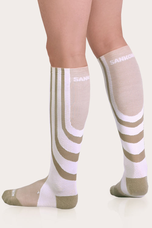 SANKOM PATENT ACTIVE COMPRESSION SOCKS - WHITE & BEIGE