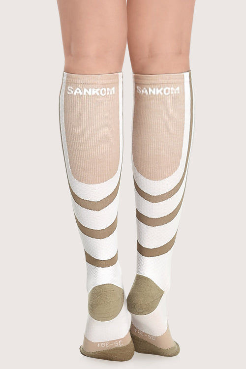 SANKOM PATENT ACTIVE COMPRESSION SOCKS - WHITE & BEIGE