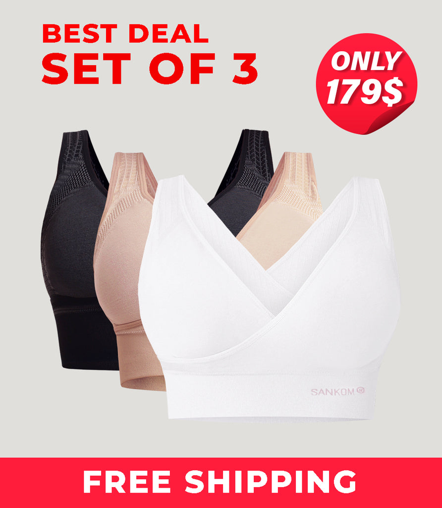Sankom Lebanon - Discover the patent technology of the SANKOM® PATENT BRA!!!  ☑Brings shoulders backwards ☑Helps prevent back pain & improve posture  ☑Excellent breast support & lift ☑Push-up ☑Comfortable and breathable  material