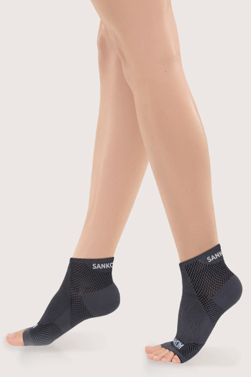 SANKOM ACTIVE COMPRESSION LIGHT ANKLE SOCKS OPEN TOE – GREY