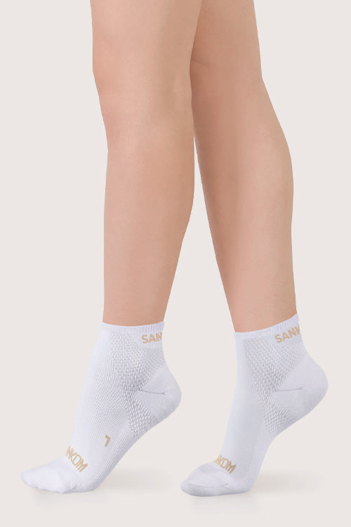 SANKOM ACTIVE COMPRESSION LIGHT ANKLE SOCKS – WHITE