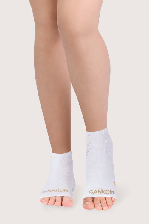 SANKOM ACTIVE COMPRESSION LIGHT ANKLE SOCKS OPEN TOE – WHITE