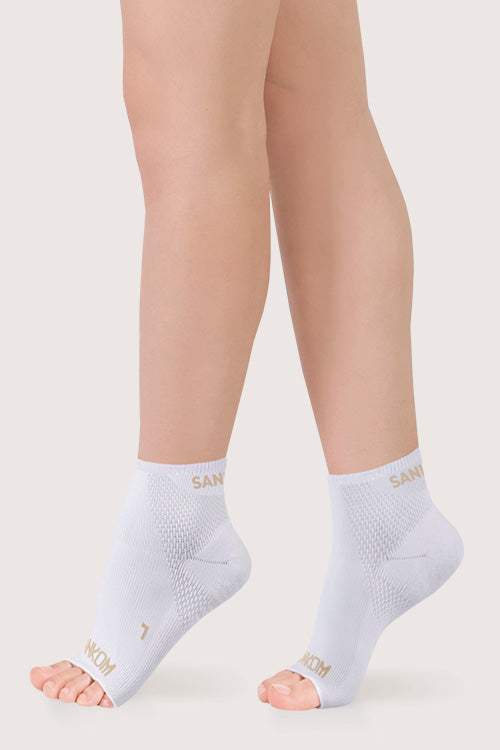 SANKOM ACTIVE COMPRESSION LIGHT ANKLE SOCKS OPEN TOE – WHITE