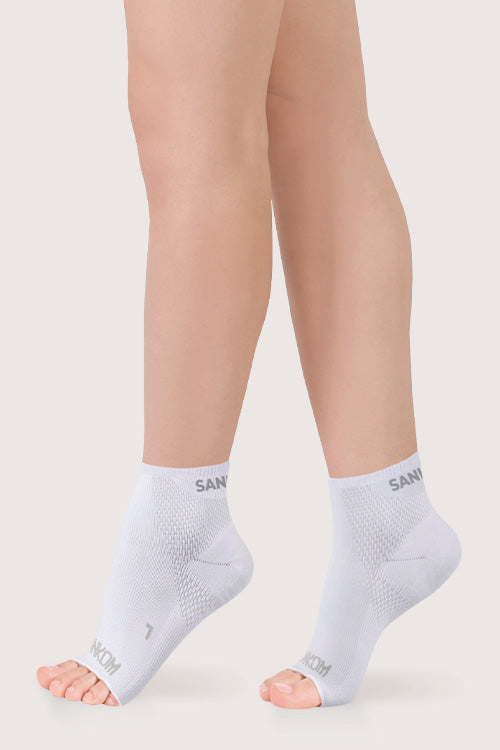 SANKOM ACTIVE COMPRESSION LIGHT ANKLE SOCKS OPEN TOE – WHITE