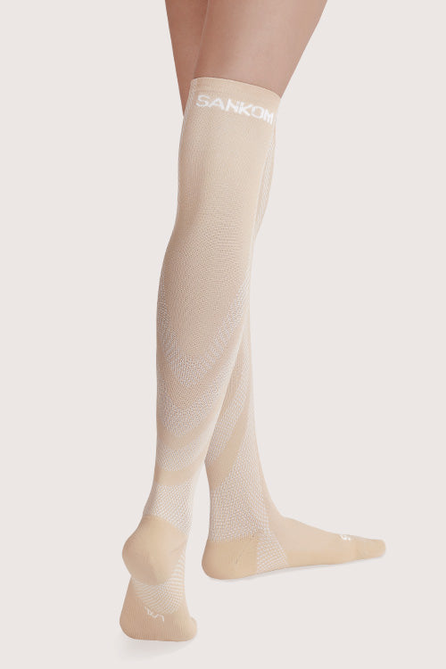 SANKOM PATENT ACTIVE COMPRESSION LIGHT SOCKS ABOVE THE KNEE - BEIGE