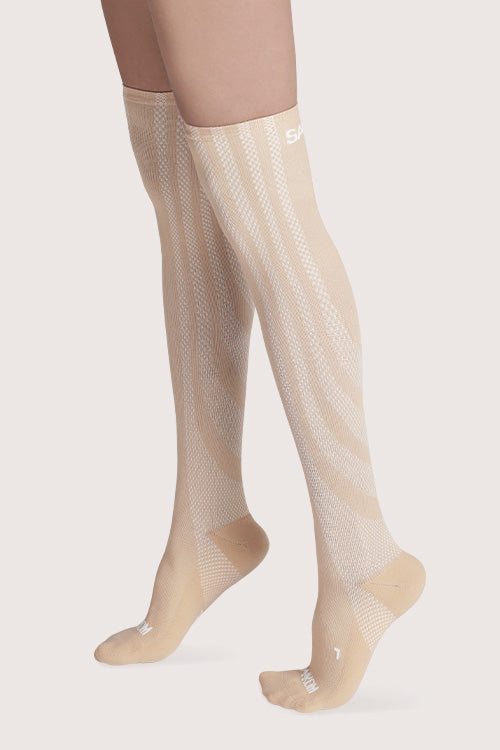 SANKOM PATENT ACTIVE COMPRESSION LIGHT SOCKS ABOVE THE KNEE - BEIGE