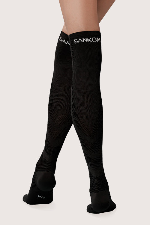 SANKOM PATENT ACTIVE COMPRESSION LIGHT SOCKS ABOVE THE KNEE - BLACK