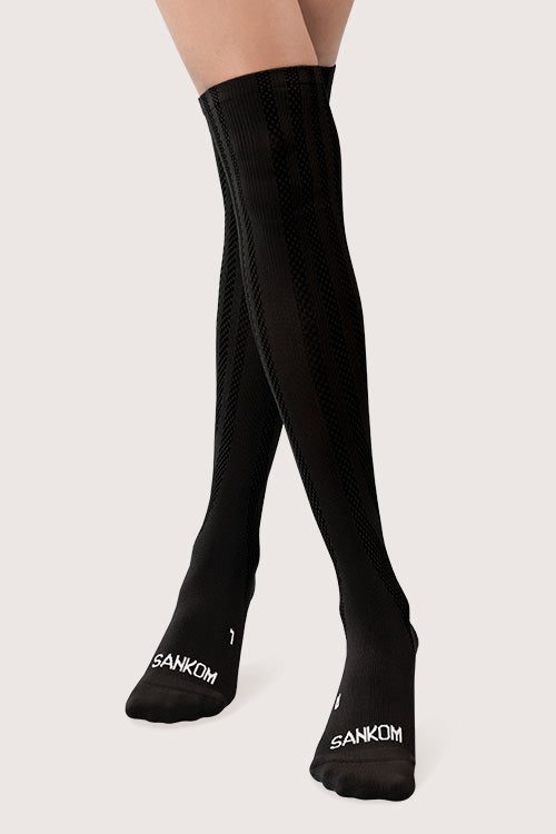 SANKOM PATENT ACTIVE COMPRESSION LIGHT SOCKS ABOVE THE KNEE - BLACK