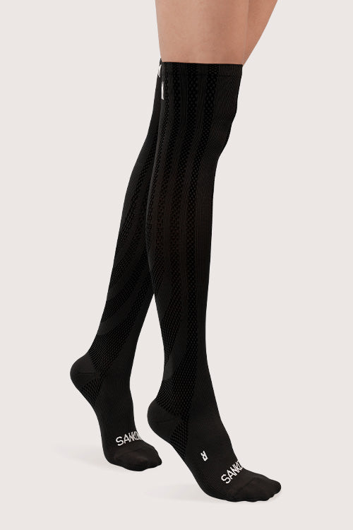 SANKOM PATENT ACTIVE COMPRESSION LIGHT SOCKS ABOVE THE KNEE - BLACK