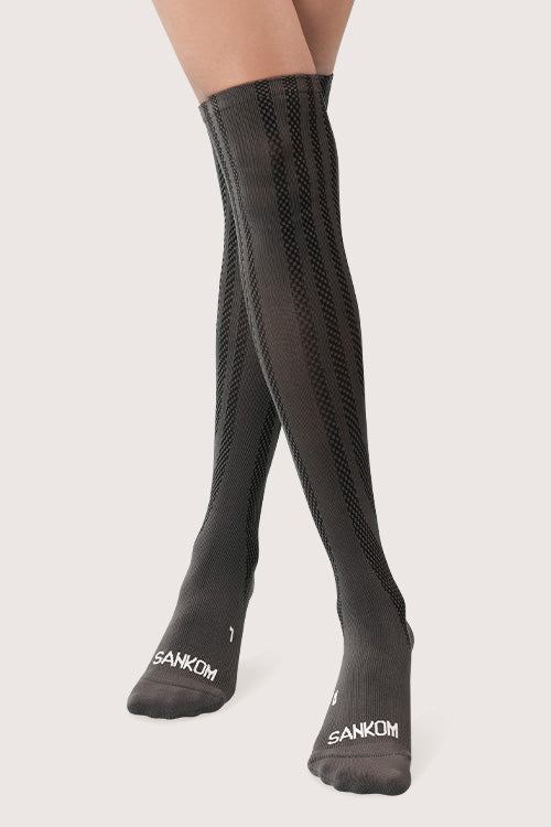 SANKOM PATENT ACTIVE COMPRESSION LIGHT SOCKS ABOVE THE KNEE - GREY