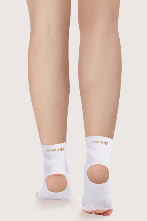 SANKOM ACTIVE COMPRESSION OPEN-TOE and OPEN-HEEL SOCKS WHITE