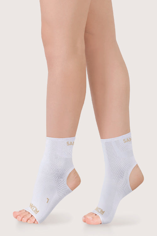 SANKOM ACTIVE COMPRESSION OPEN-TOE and OPEN-HEEL SOCKS WHITE