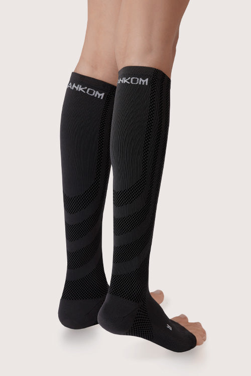 SANKOM PATENT ACTIVE COMPRESSION LIGHT OPEN TOE SOCKS -  BLACK