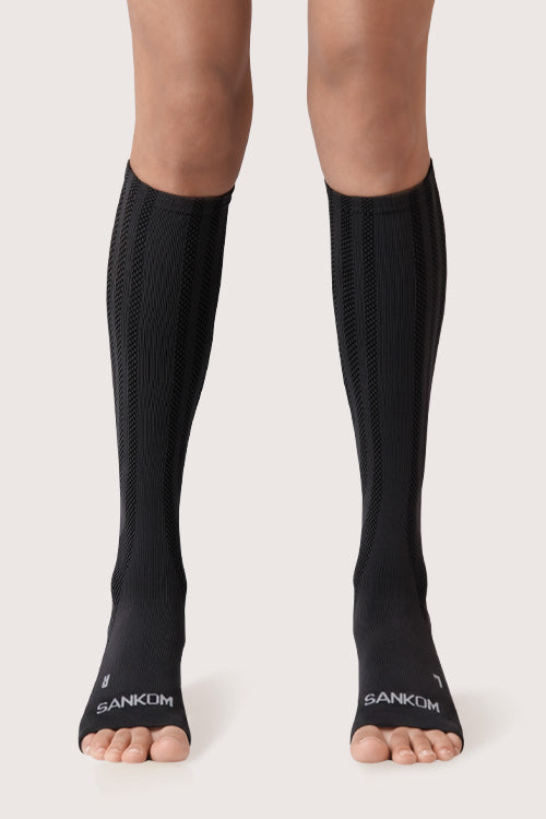 SANKOM PATENT ACTIVE COMPRESSION LIGHT OPEN TOE SOCKS -  BLACK
