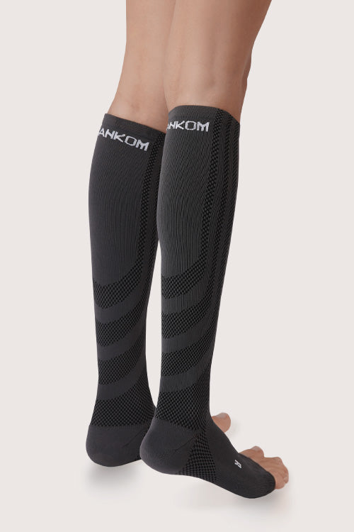 SANKOM PATENT ACTIVE COMPRESSION LIGHT OPEN TOE SOCKS -  GREY