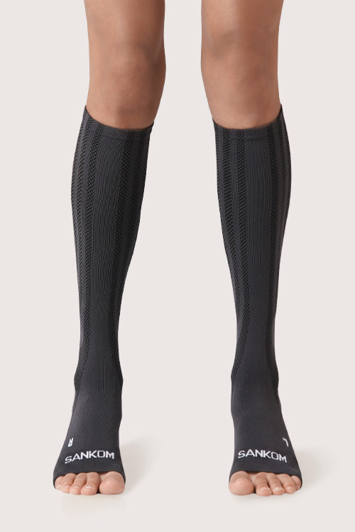 SANKOM PATENT ACTIVE COMPRESSION LIGHT OPEN TOE SOCKS -  GREY
