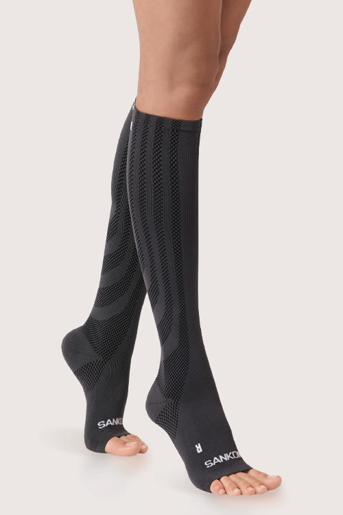 SANKOM PATENT ACTIVE COMPRESSION LIGHT OPEN TOE SOCKS -  GREY