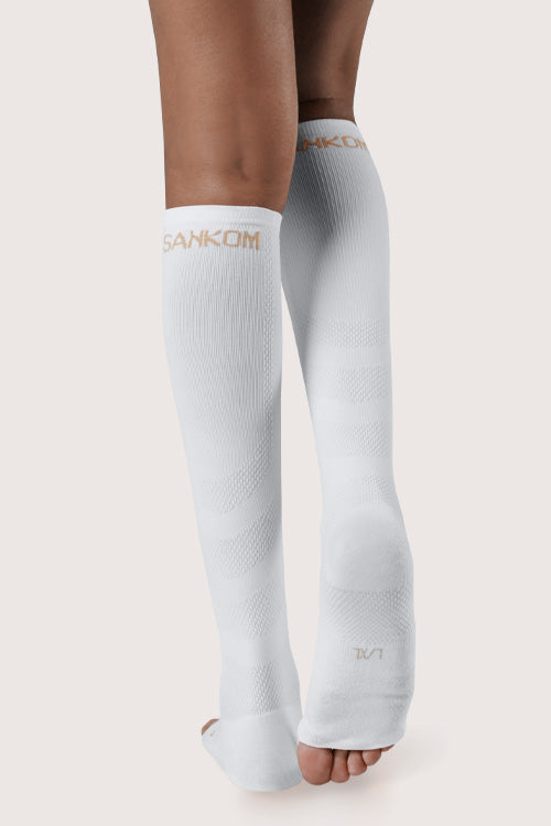 SANKOM PATENT ACTIVE COMPRESSION LIGHT OPEN TOE SOCKS -  WHITE
