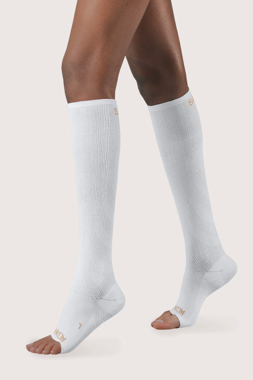 SANKOM PATENT ACTIVE COMPRESSION LIGHT OPEN TOE SOCKS -  WHITE
