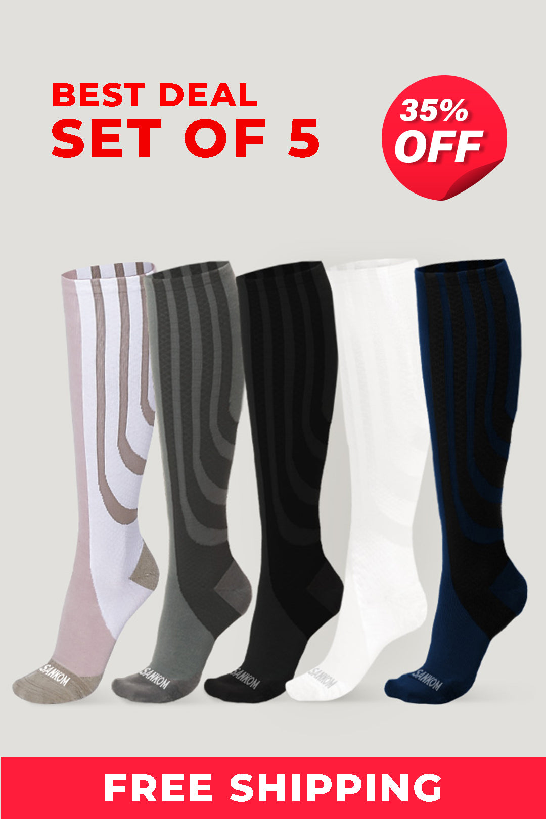 SANKOM PATENT ACTIVE COMPRESSION CLASSIC SOCKS - SET OF 5