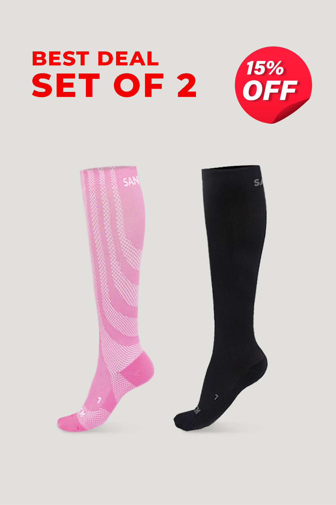 SANKOM PATENT ACTIVE COMPRESSION LIGHT SOCKS - SET OF 2