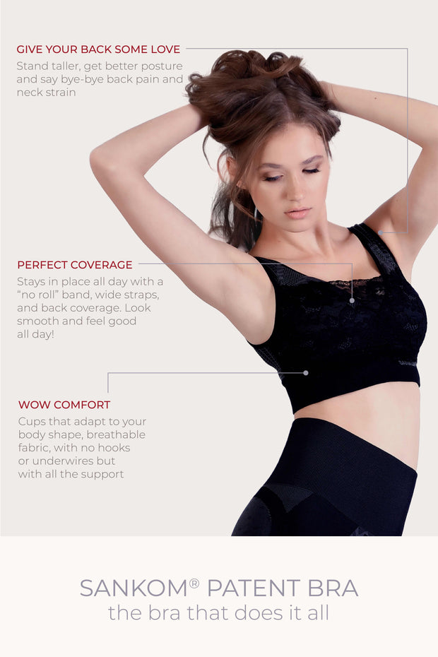 SANKOM PATENT LACE BRA - BLACK