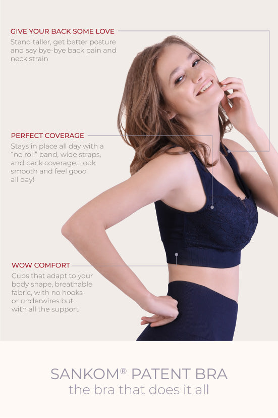 SANKOM PATENT BRA - CLASSIC WITH LACE DARK BLUE