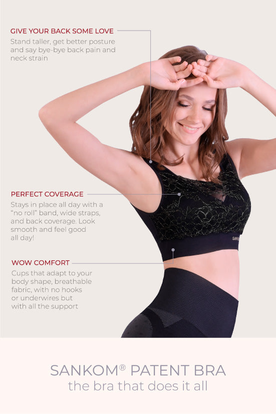 SANKOM PATENT BRA - CLASSIC WITH LACE BLACK SILVER