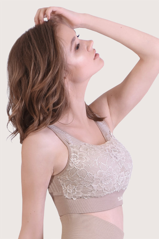 SANKOM PATENT BRA - LACE BEIGE