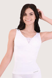 SANKOM PATENT TOP - WHITE LACE