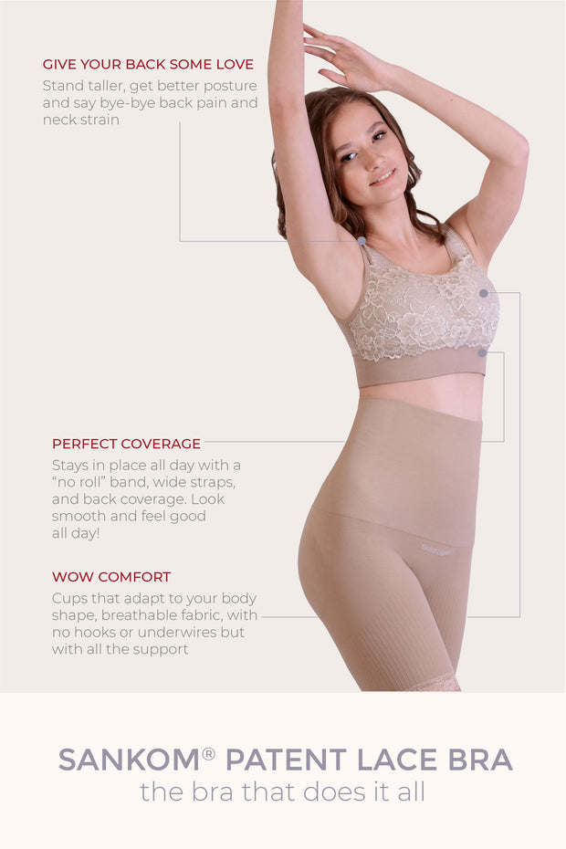 Sankom Patent Support And Posture Lace Bra Classic Size (XL - XXL) White