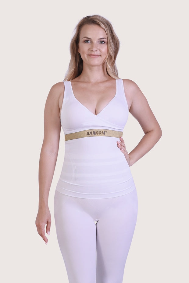 SANKOM PATENT ACTIVEWEAR TOP - WHITE & GOLD