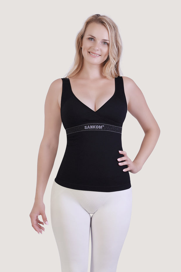 SANKOM PATENT ACTIVEWEAR TOP - BLACK & SILVER