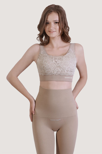 SANKOM PATENT BRA - LACE BEIGE