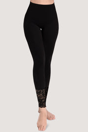 SANKOM PATENT YOGA LEGGINGS WITH LACE - BLACK