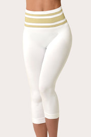 SANKOM PATENT ACTIVEWEAR CAPRI - WHITE & GOLD