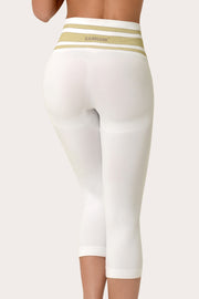 SANKOM PATENT ACTIVEWEAR CAPRI - WHITE & GOLD