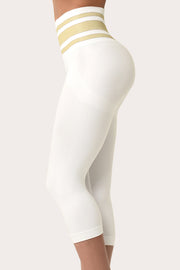 SANKOM PATENT ACTIVEWEAR CAPRI - WHITE & GOLD