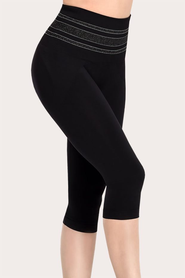 SANKOM PATENT ACTIVEWEAR CAPRI - BLACK & SILVER