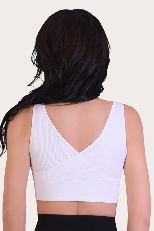 Buy Set of 2 SANKOM Patent White Organic Cotton Posture Support Bra - S/M  at ShopLC.