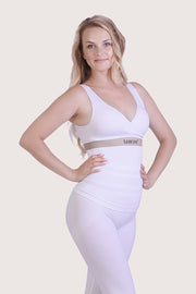 SANKOM PATENT ACTIVEWEAR TOP - WHITE & GOLD